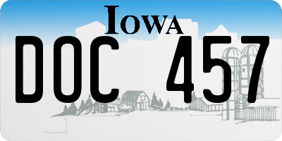 IA license plate DOC457