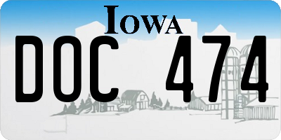 IA license plate DOC474