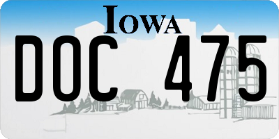 IA license plate DOC475