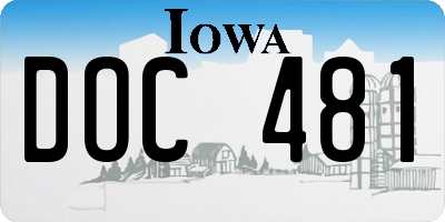 IA license plate DOC481