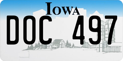 IA license plate DOC497