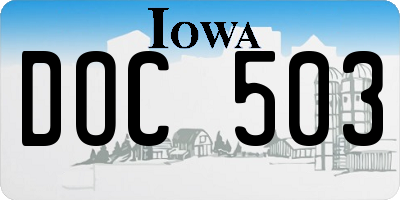 IA license plate DOC503