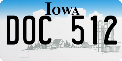 IA license plate DOC512