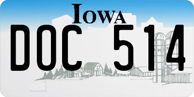 IA license plate DOC514