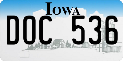 IA license plate DOC536