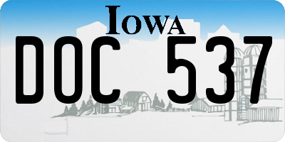 IA license plate DOC537