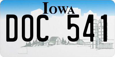 IA license plate DOC541