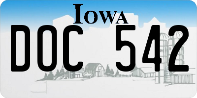 IA license plate DOC542
