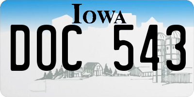 IA license plate DOC543