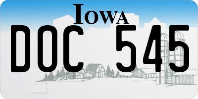 IA license plate DOC545