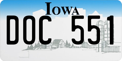 IA license plate DOC551
