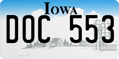 IA license plate DOC553