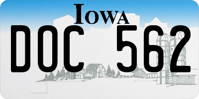 IA license plate DOC562