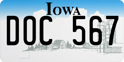 IA license plate DOC567