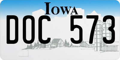 IA license plate DOC573