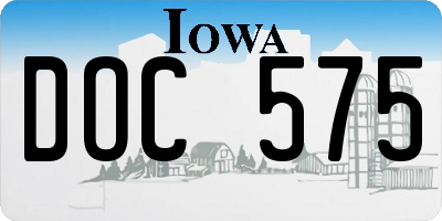 IA license plate DOC575