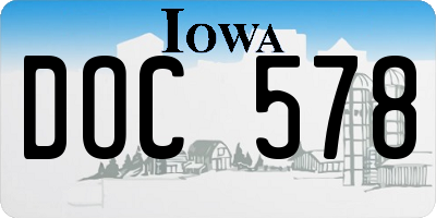 IA license plate DOC578