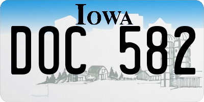IA license plate DOC582