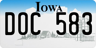 IA license plate DOC583