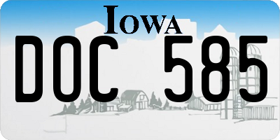 IA license plate DOC585
