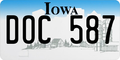 IA license plate DOC587