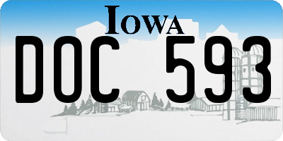 IA license plate DOC593