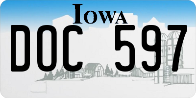 IA license plate DOC597