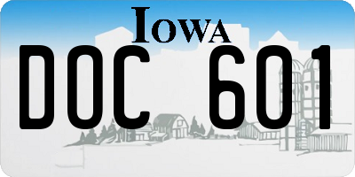 IA license plate DOC601