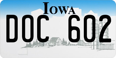 IA license plate DOC602