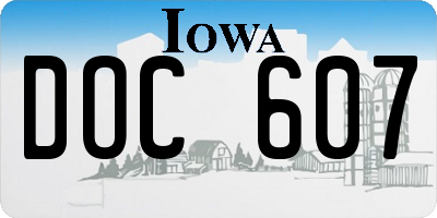 IA license plate DOC607