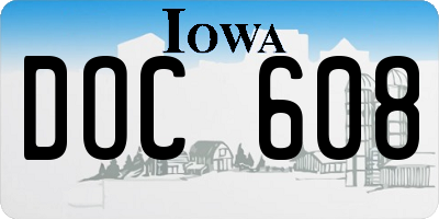 IA license plate DOC608