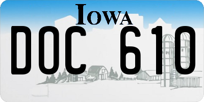 IA license plate DOC610