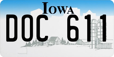 IA license plate DOC611