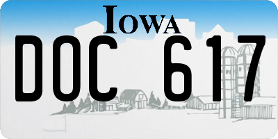 IA license plate DOC617