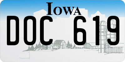 IA license plate DOC619