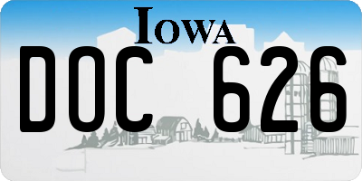 IA license plate DOC626