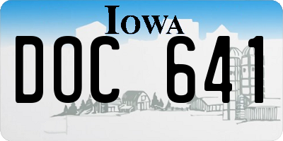 IA license plate DOC641