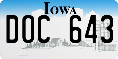IA license plate DOC643
