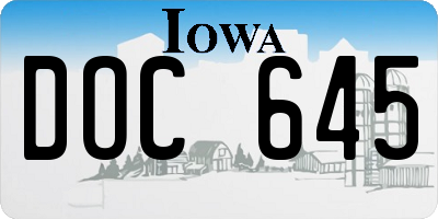 IA license plate DOC645