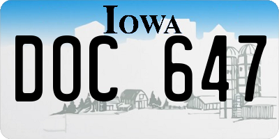 IA license plate DOC647