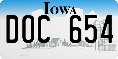 IA license plate DOC654