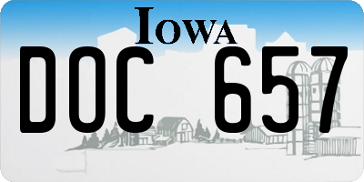 IA license plate DOC657