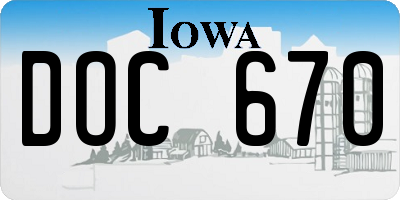 IA license plate DOC670