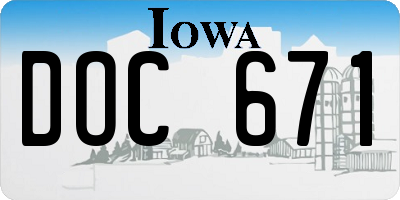IA license plate DOC671