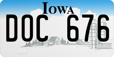 IA license plate DOC676