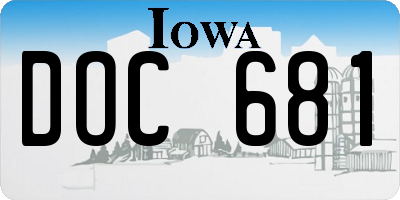 IA license plate DOC681