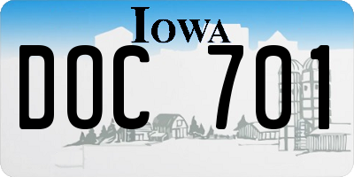 IA license plate DOC701
