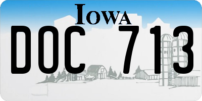 IA license plate DOC713