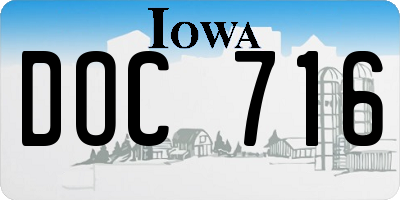 IA license plate DOC716