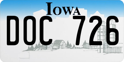IA license plate DOC726